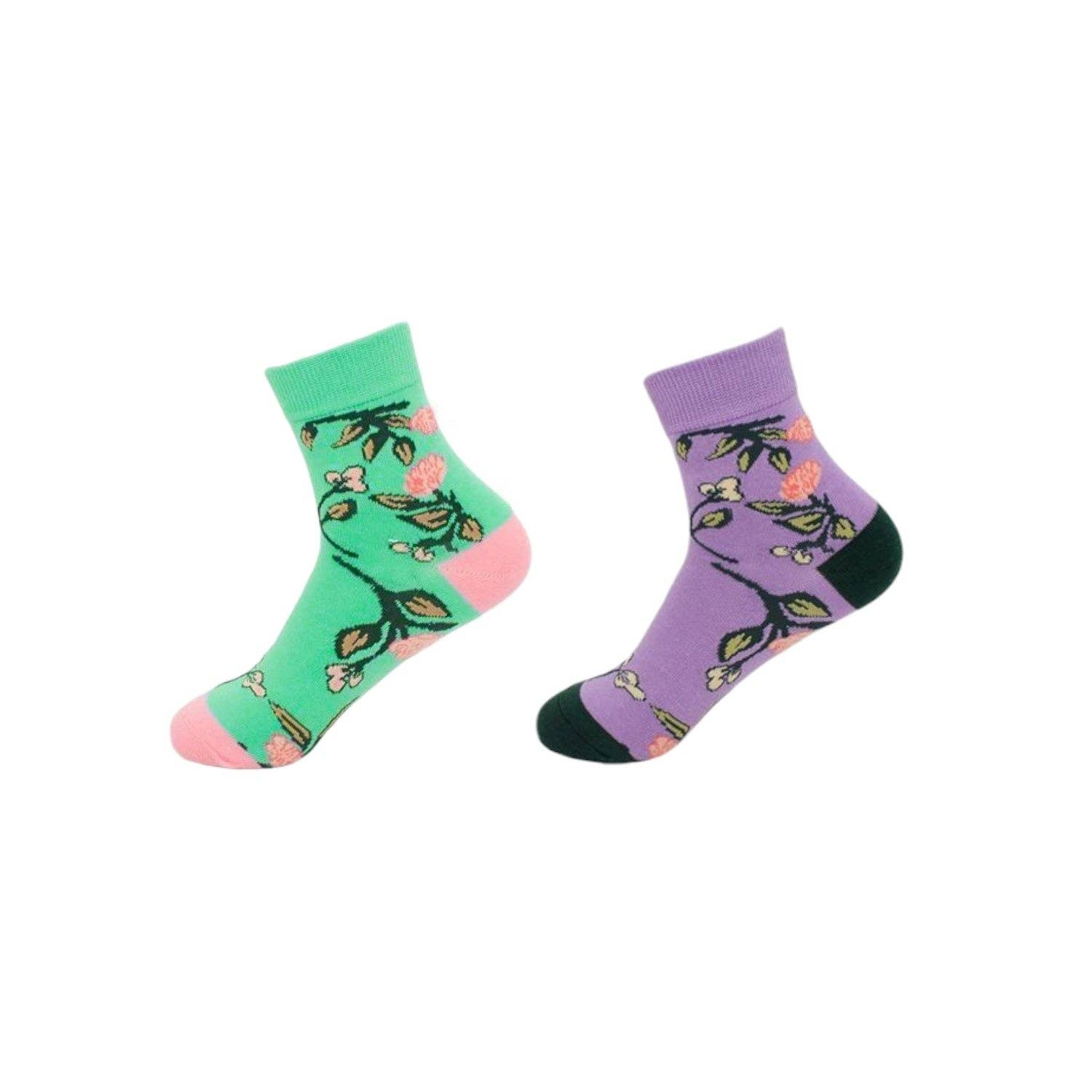 VewoTex - Wholesale Socks - Women's - 2-pack women's socks » 2 pairs of "Garden Socks" » breathable women's socks in one size (36-41) » garden floral design4
