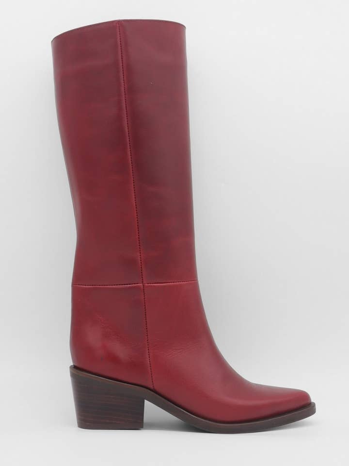Bota Manhattan até ao joelho em pele burgundy, sapatos femininos por atacado de STIVALI NEW YORK