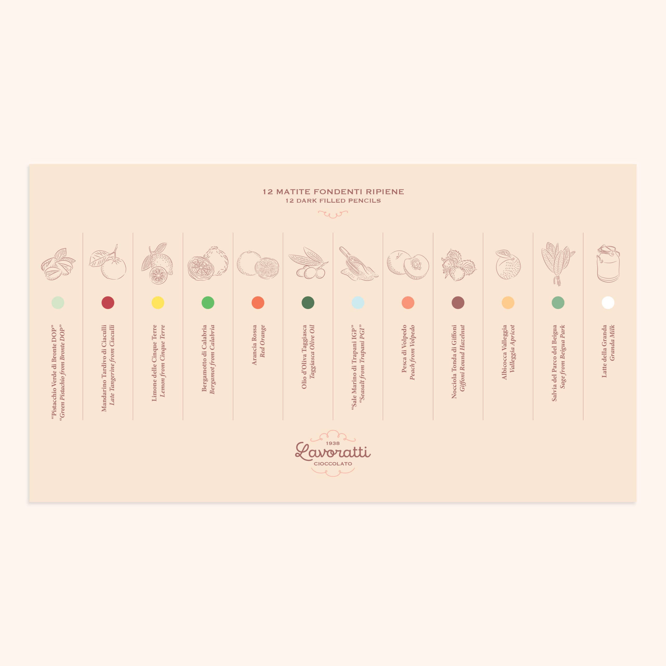 Cioccolato Lavoratti 1938 - Wholesale Chocolate Box - Assorted chocolate pencils 12 pieces, chocolate box17