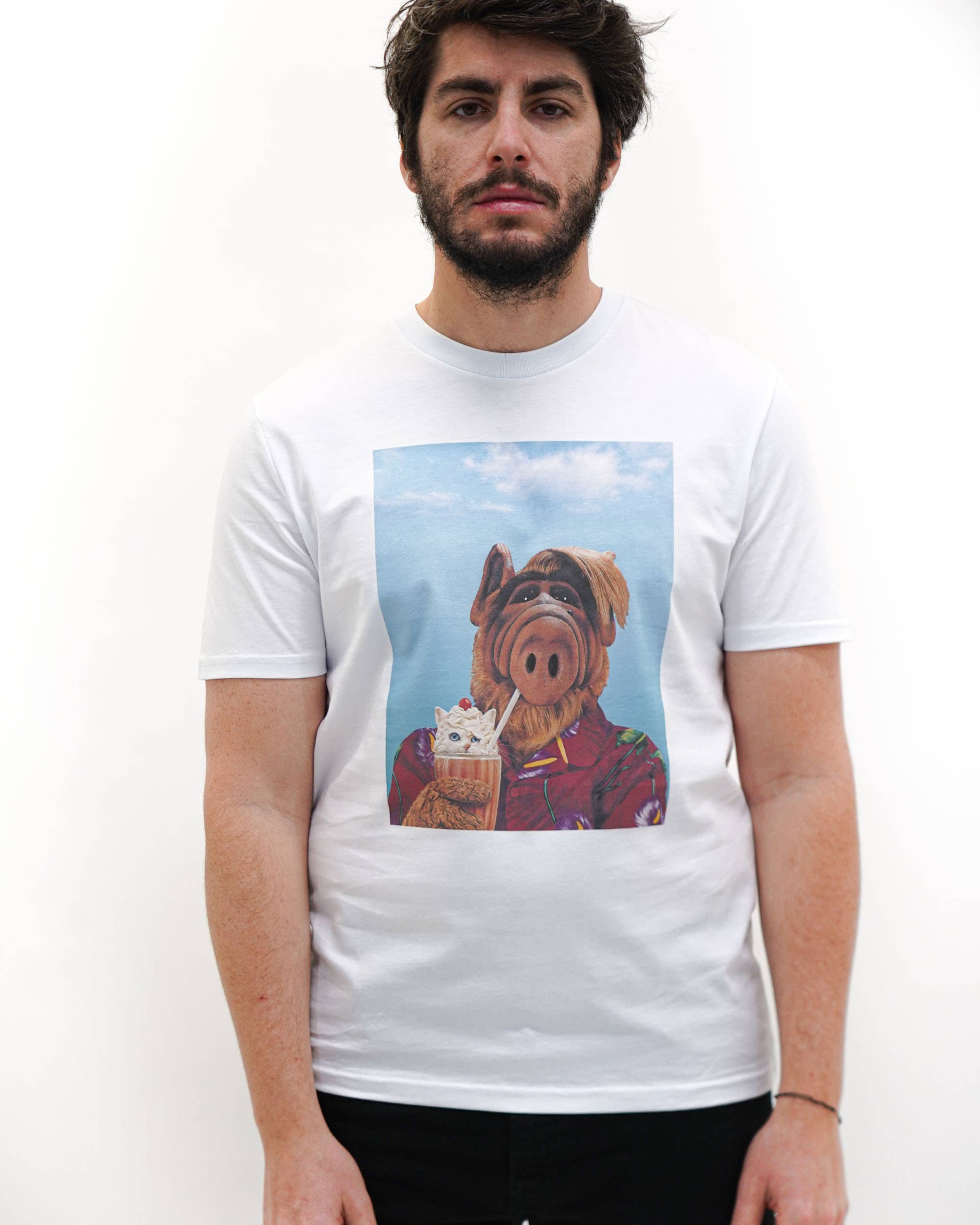 White Alf Milkshake T-shirt - 80s Series T-shirt for wholesale on Faire4