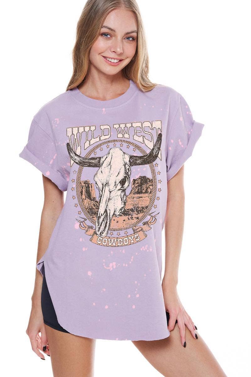 Foryeri - Wholesale Screen Printed T-Shirt - Women's - Wild West Longhorn Graphic Top2