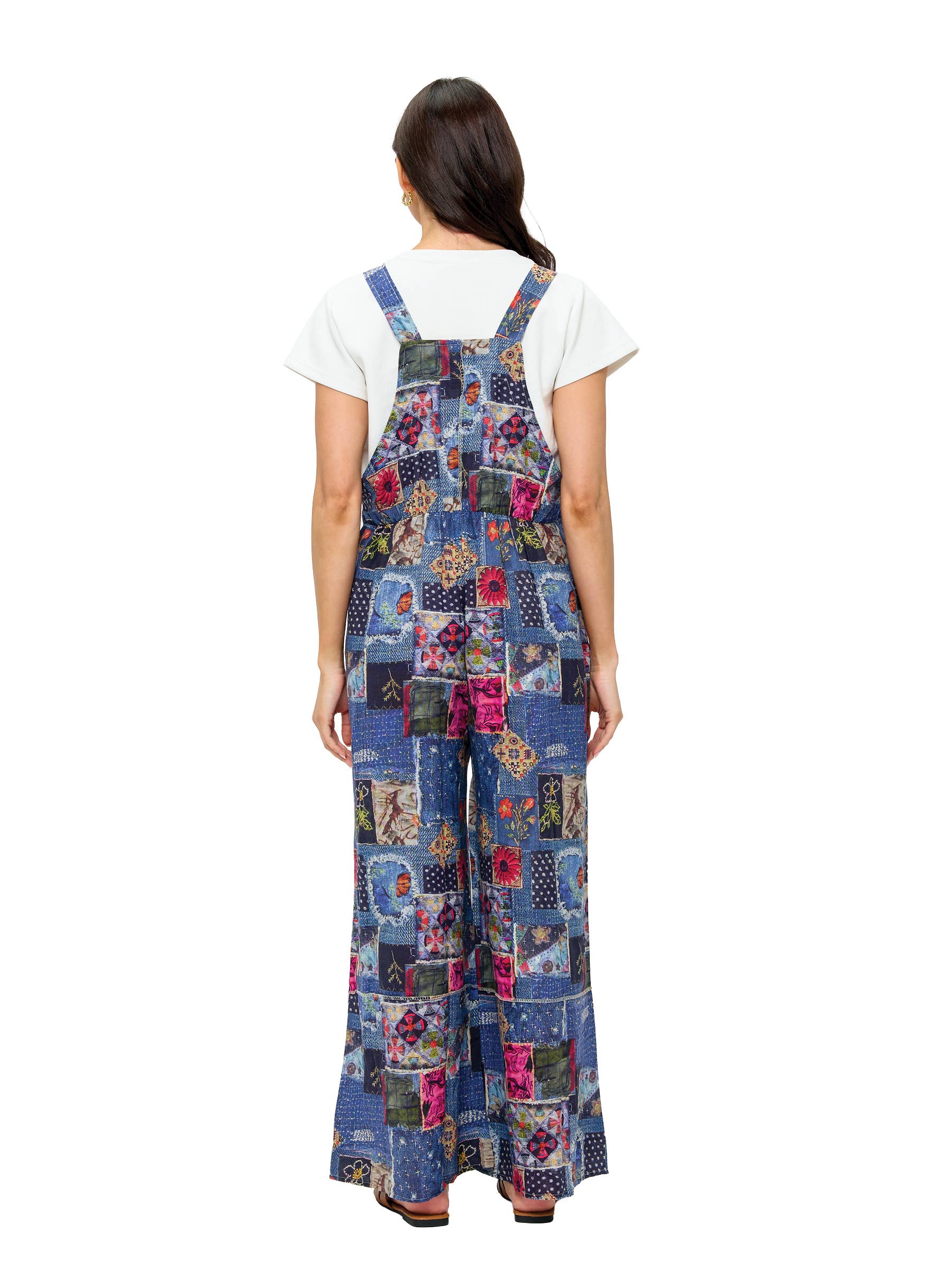 Blue Overall Boho Ruffled Patchwork Print for wholesale on Faire4