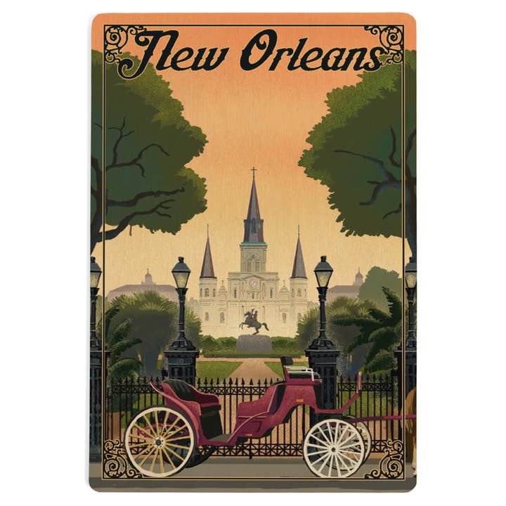 POSTAL DE MADERA Nueva Orleans, Luisiana, Litho para venta al por mayor de Lantern Press