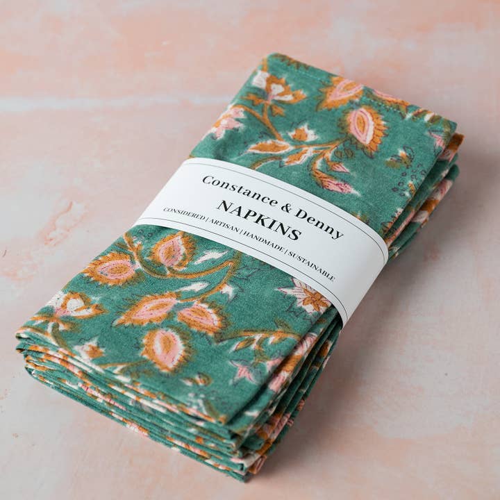 NEW BOTANICAL TABLE FOREST set of 4 cotton napkins for wholesale by Constance & Denny