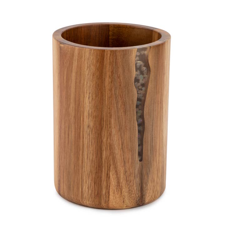 Acacia and Resin Utensil Holder for wholesale by Core Home