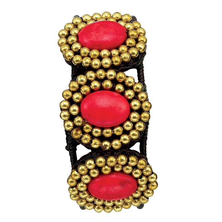 Brazalete de 3 piedras de latón rojo para venta al por mayor de Benjamin International