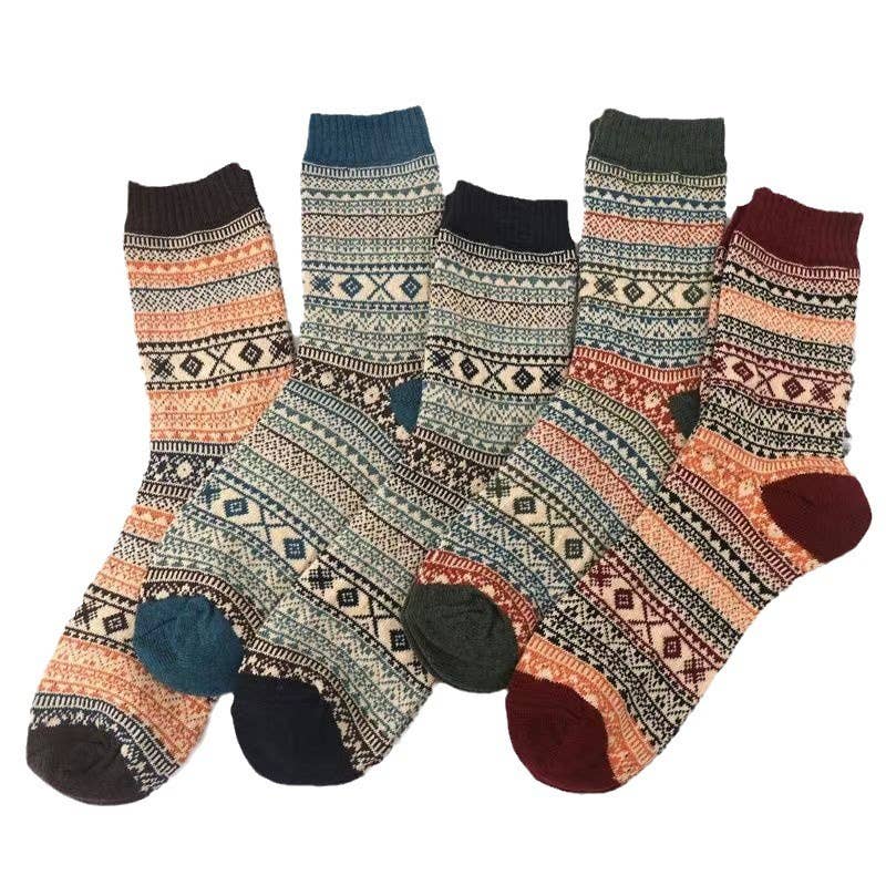 Sweetkama - Wholesale Socks - Women's - Unisex Vintage Bohemia Totem Knit Socks SKASC41791