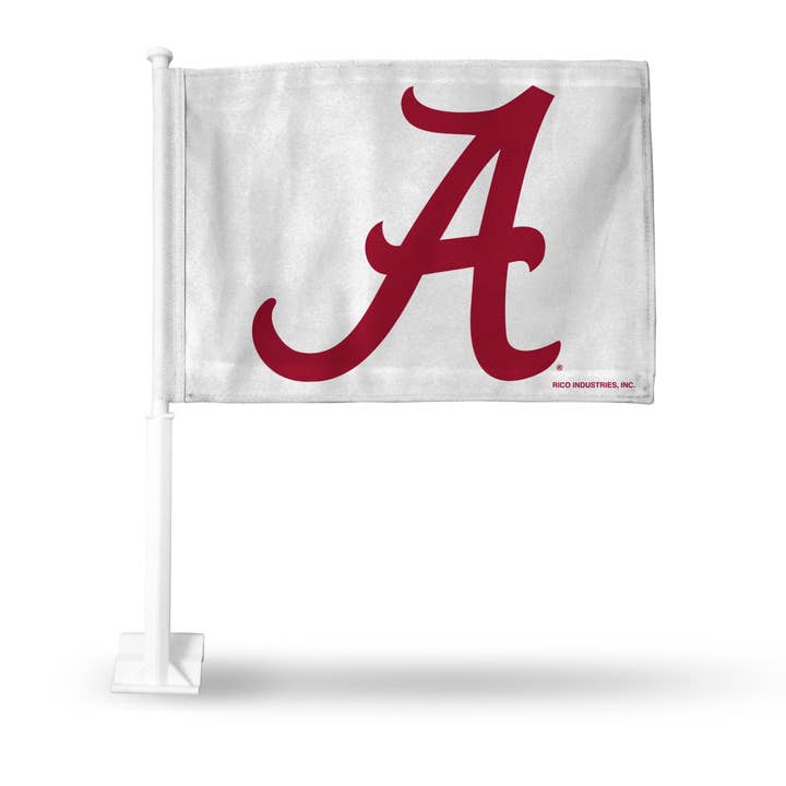 Alabama White Car Flag "A Logo" for wholesale by Rico Industries