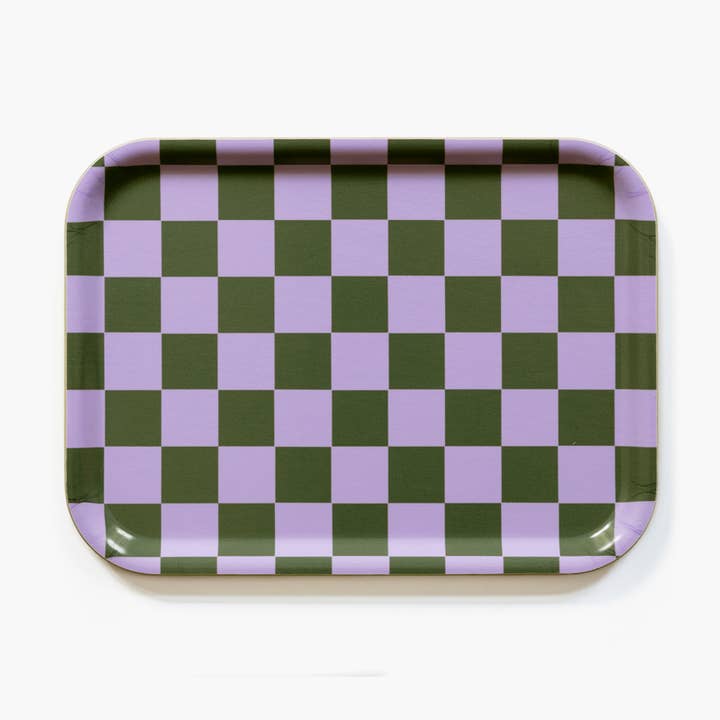 Bandeja de servir CHECKER Lila/Olive, 27 x 20 cm para venta al por mayor de BLU KAT