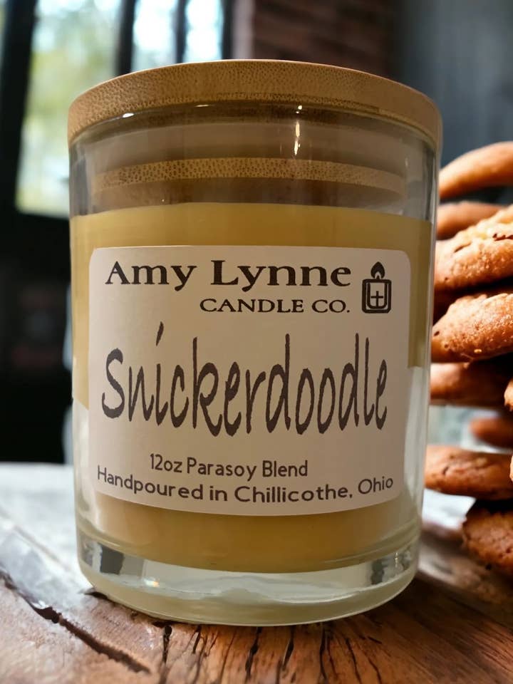 Snickerdoodle Cookie 12oz stearinlys for engroshandel hos Amy Lynne Candle Company