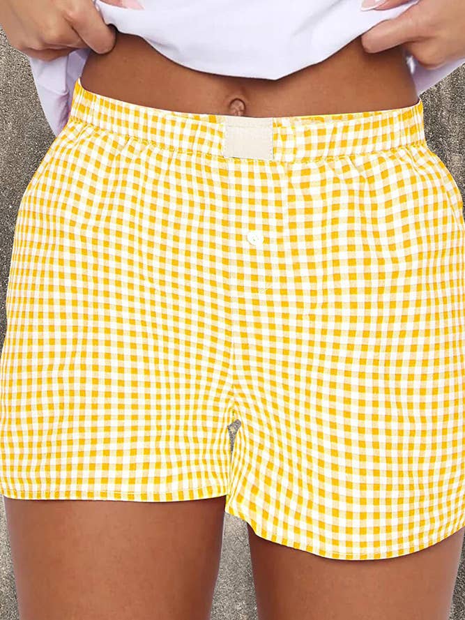 UNISHE - Wholesale Shorts - Women's - High Waist Plaid Shorts ZK1963