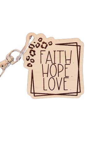 Faith Hope Love Maple Animal Print Keychain for wholesale by SHY Designs, LLC