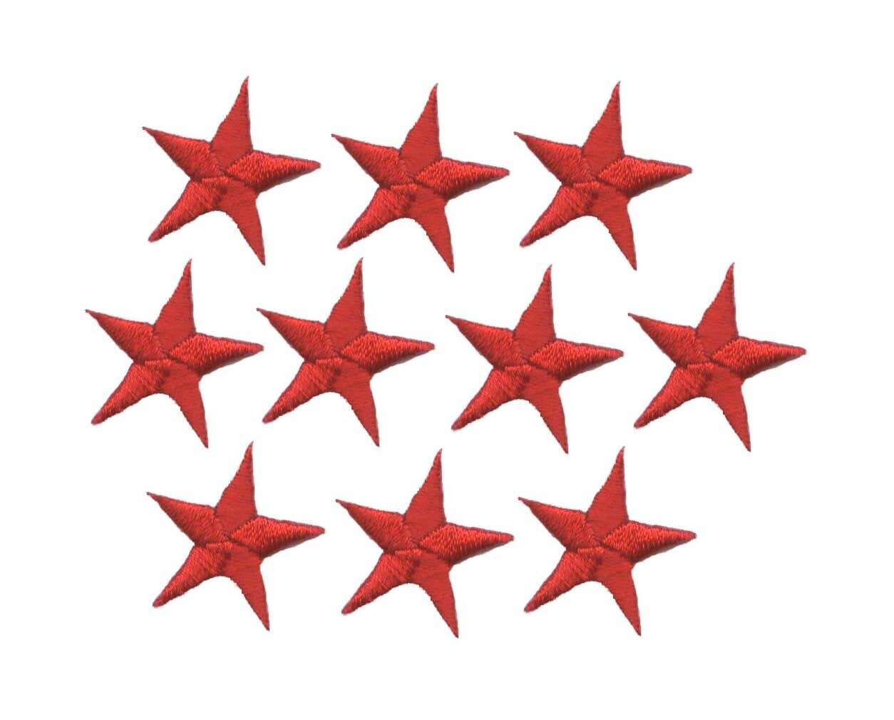 Wholesale Applique - Wholesale Patch - Red Stars - 1-5/8" - Pack of 10 Pieces - Iron on Applique -150034-030