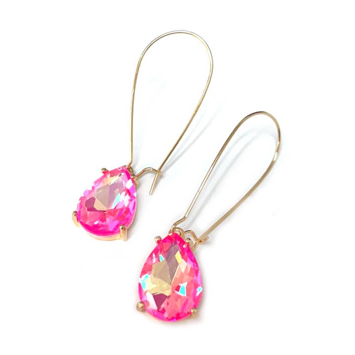 Perle de verre en forme de larme 14 mm x 18 mm avec boucles d'oreilles en fil de rein pour la vente par StarryNYC