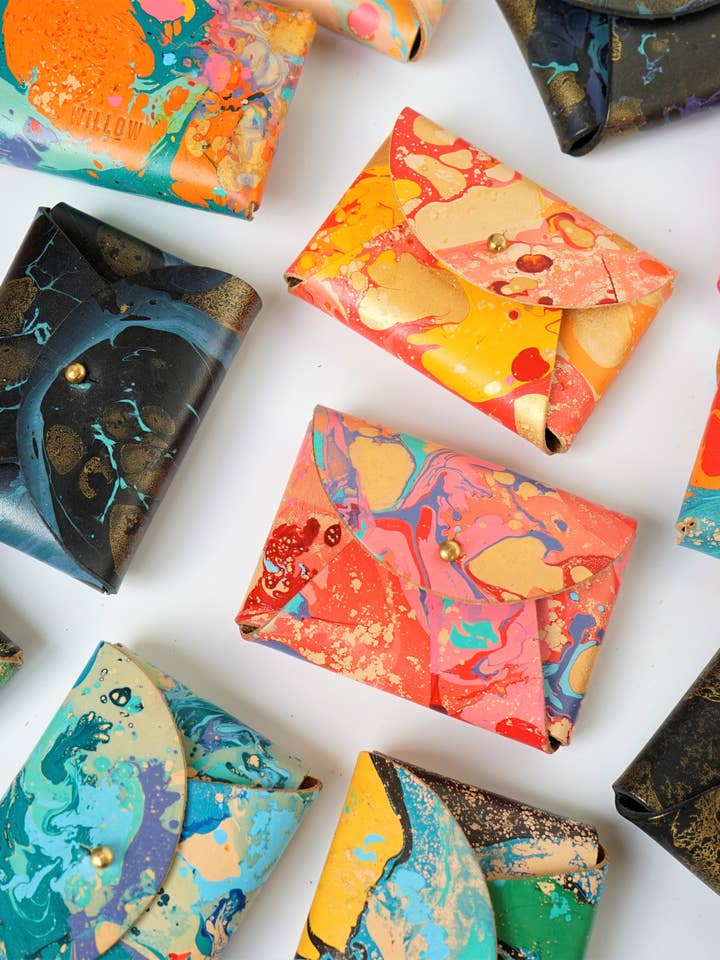 Leather Card Purse - Marbled for wholesale by Willow