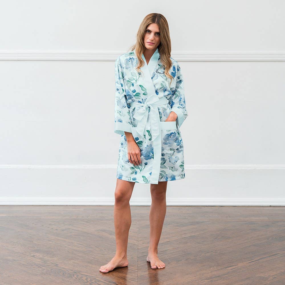 Weddingstar Inc. - Wholesale Robe - Women's - Women's Floral Satin Robe With Pockets - 4 Colors3