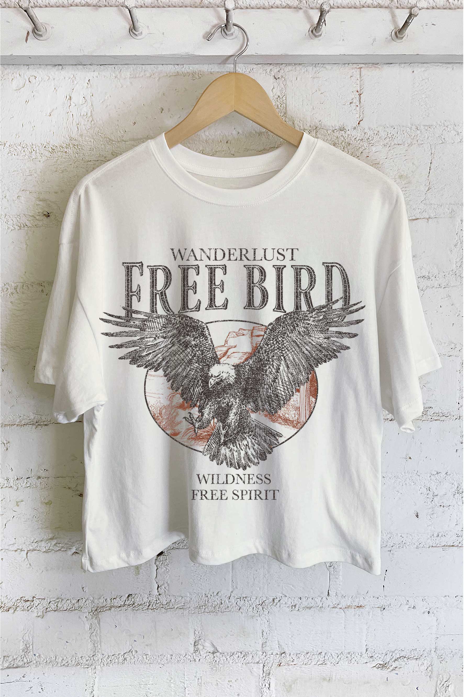 Rustee Clothing - Vente T-shirt sérigraphié – femme - HAUT COURT À IMPRIMÉ OISEAU AIGLE GRATUIT2