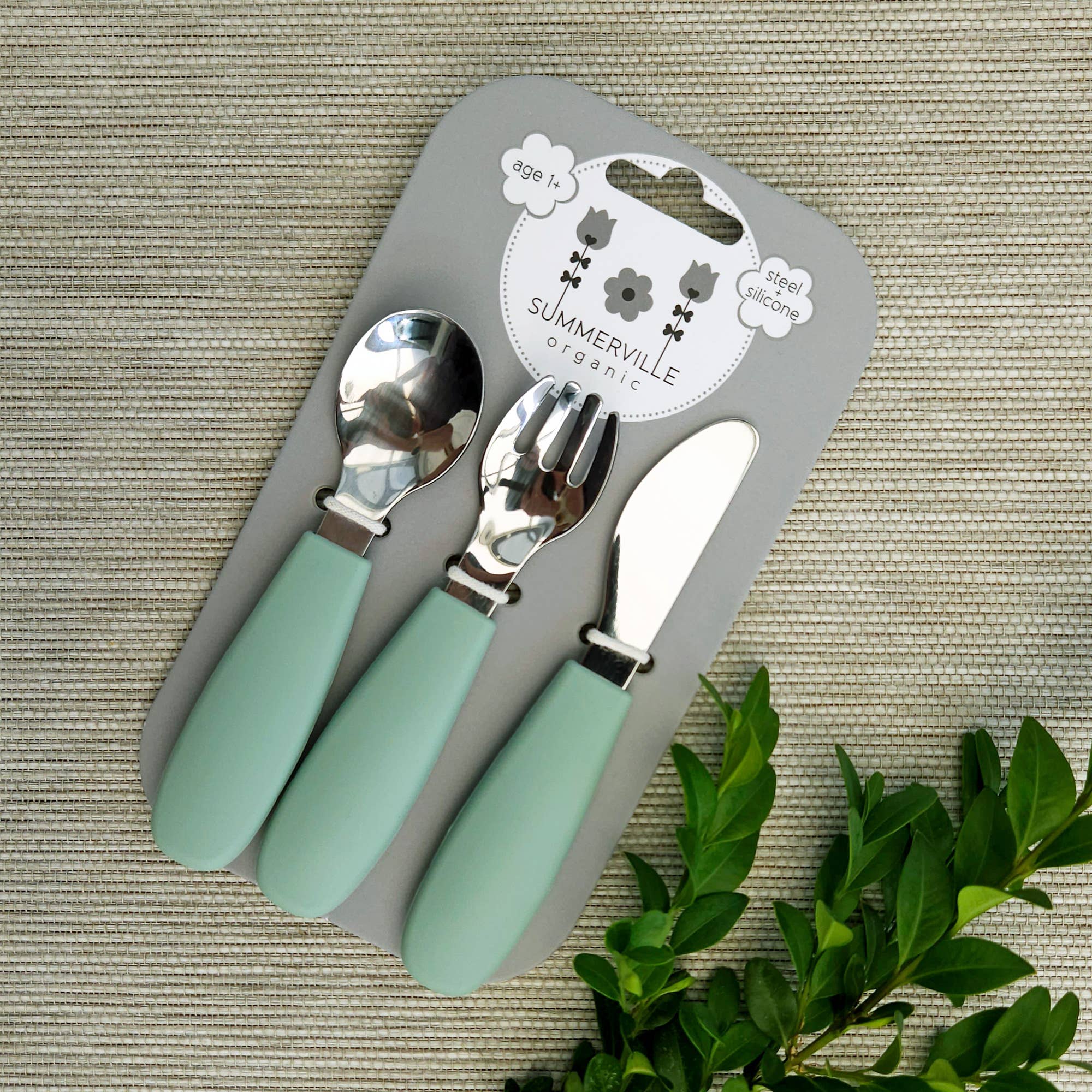 Summerville organic - Wholesale Flatware Set - Kids & Baby - Cutlery Silicone-steel Cameo Green1