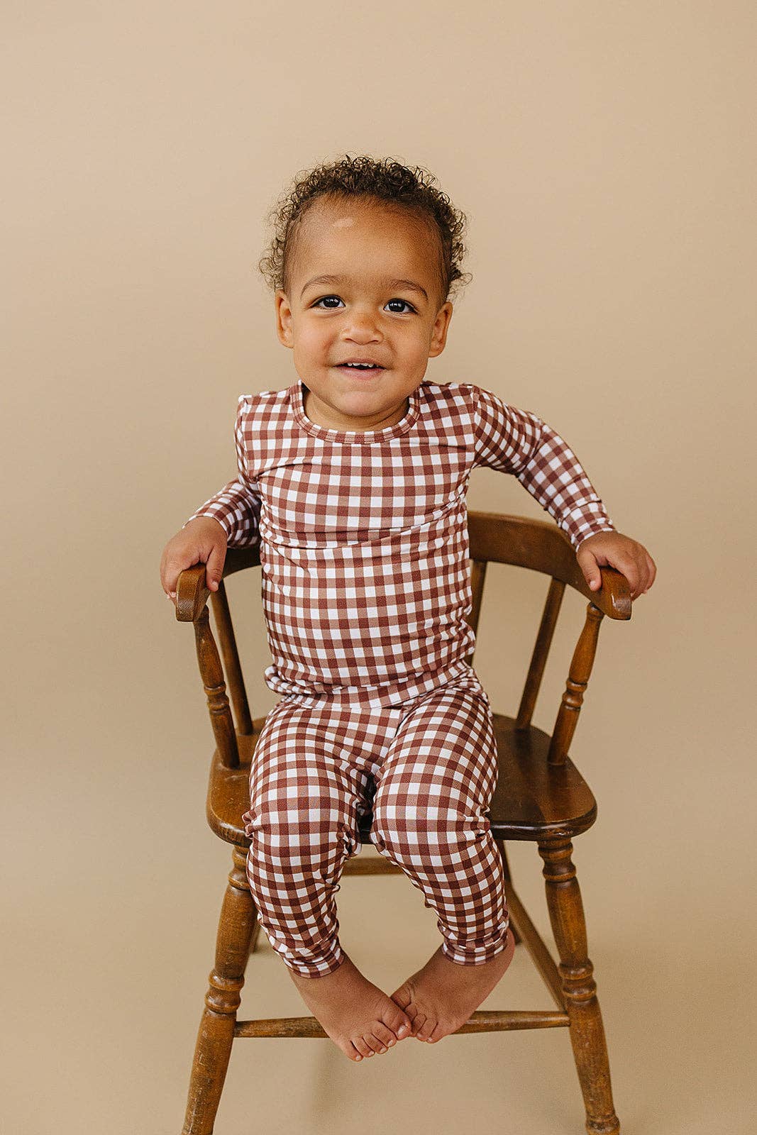 Lucky Panda Kids - Wholesale Lounge Set - Kids - Bamboo Two Piece Set | Chocolate Gingham6