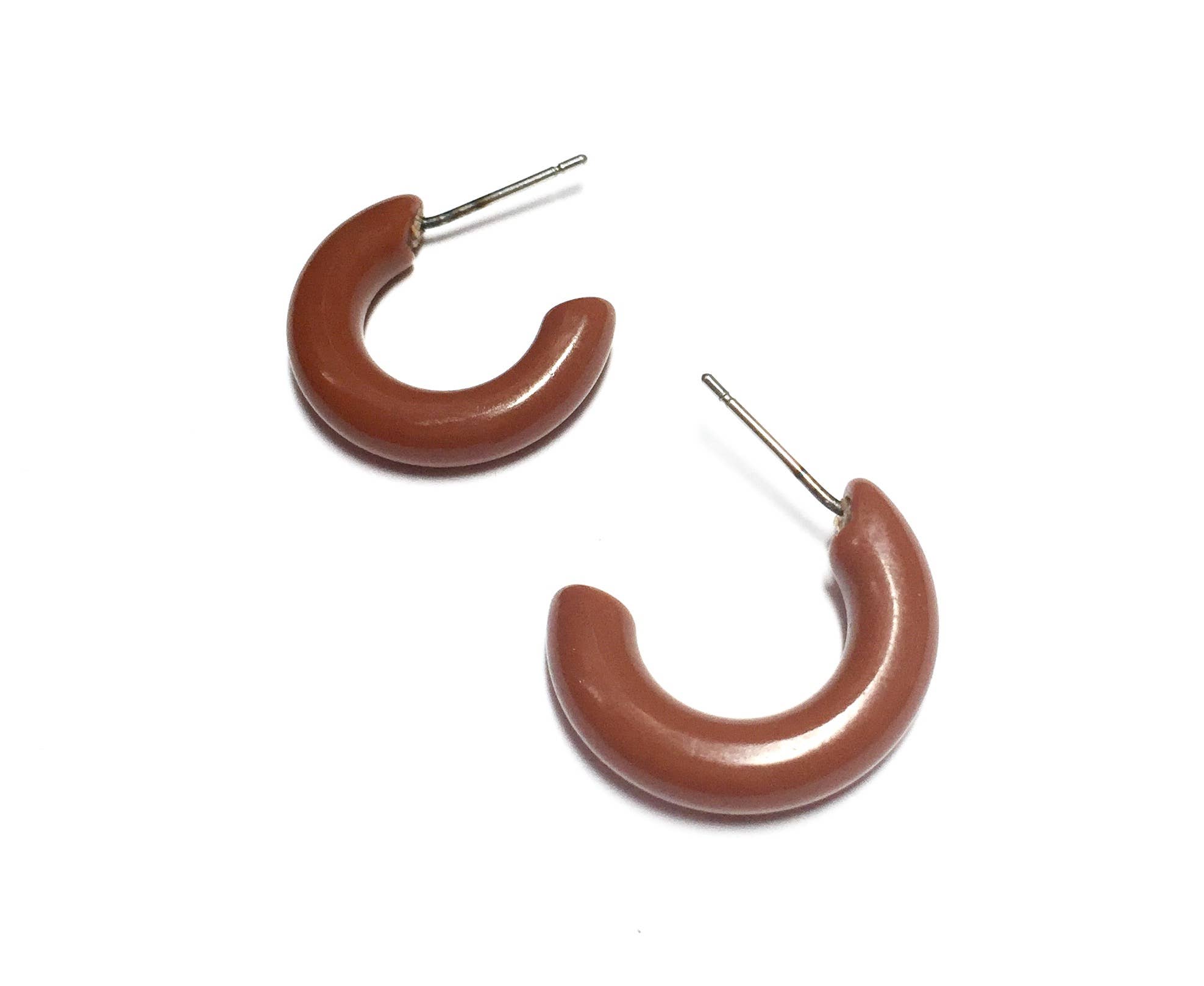 Leetie Lovendale - Wholesale Hoop Earrings - Caramel Brown Tiny Secretary Hoop Earrings5