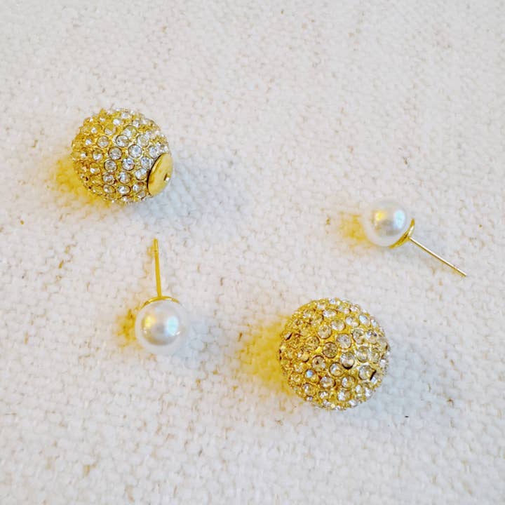 Disco Ball With Pearl Back Earrings for wholesale by Ellison+Young