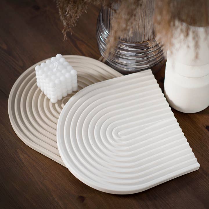 White Arch Tray • Ripple Platter • Nordic Home Decor • Decor for wholesale by Sart Craft