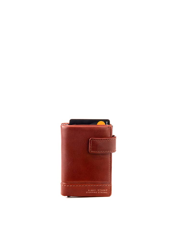 Automatic card holder in washed leather leather for wholesale by Stamp
