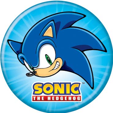 Ata-Boy - Wholesale Lapel Pin/Button - Sonic On Blue with Logo Button