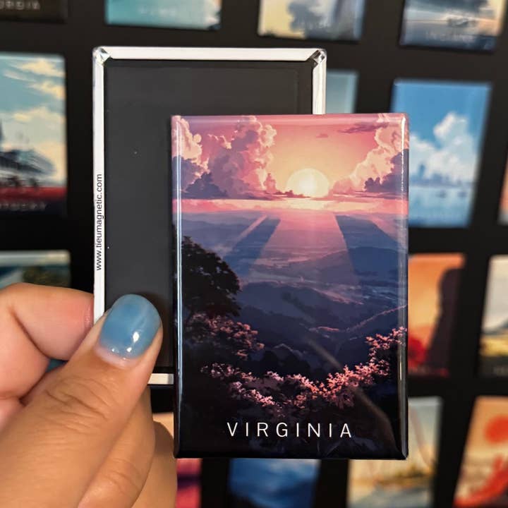Magnet de l'État de Virginie - Montagnes Blue Ridge pour la vente par Tieu Magnetic