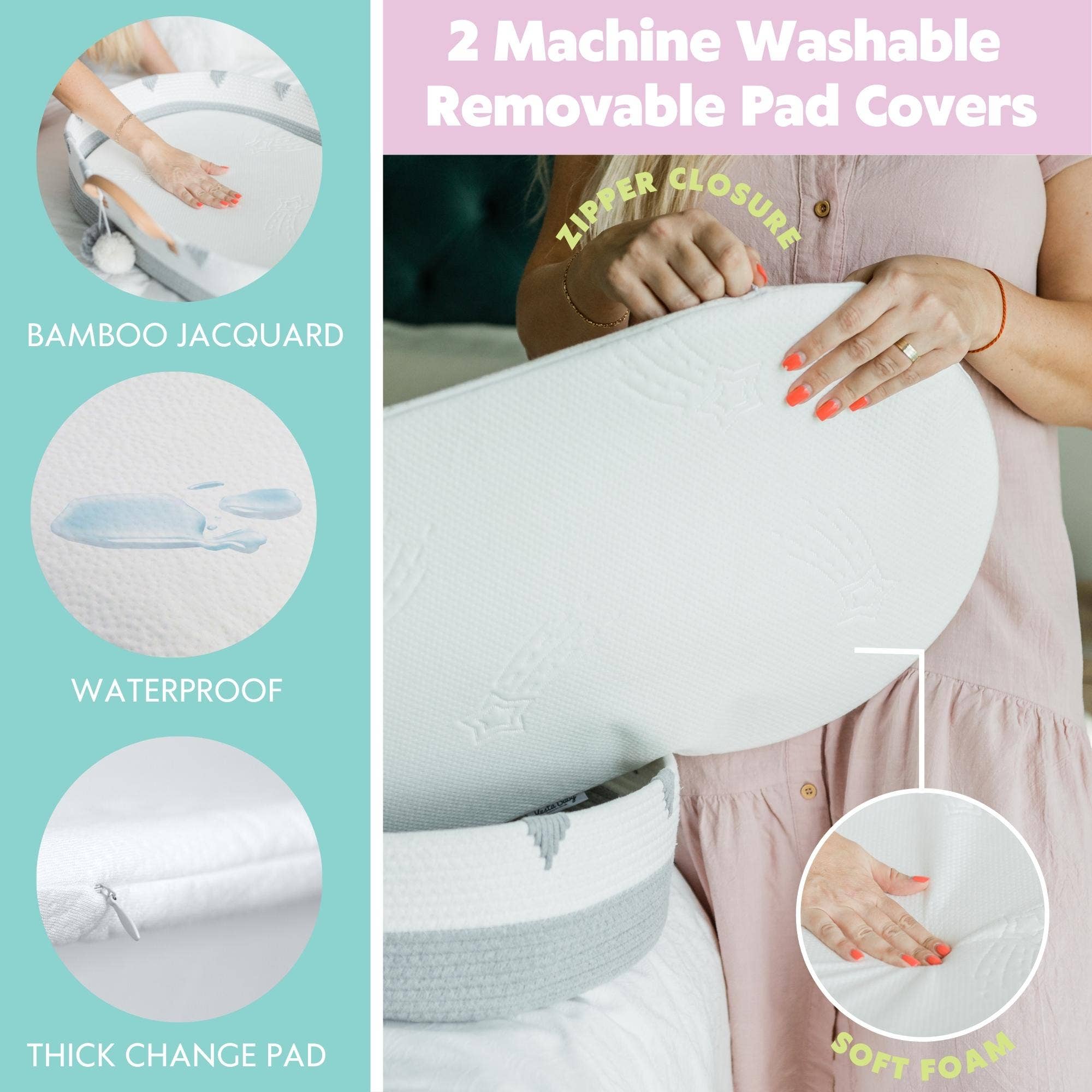 Vesta Baby - Wholesale Changing Basket - Baby - Baby Changing Basket Cotton Rope Portable Newborn Mat - Grey3