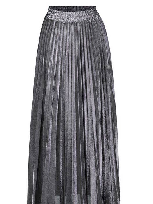Metallic Pleated Maxi Skirt for wholesale by Miss Sparkling