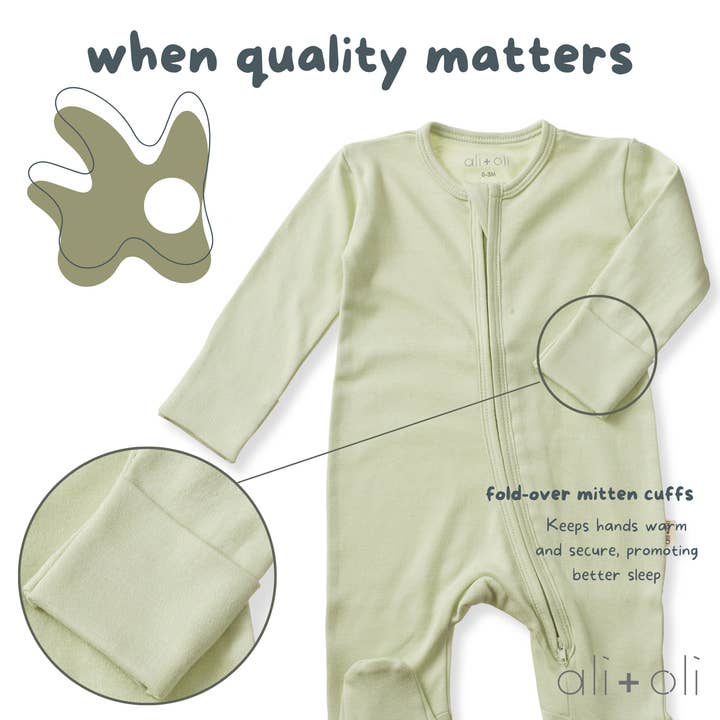 Ali+Oli - Wholesale Clothing Set - Baby - Baby Footie 2-Way Zipper – Organic Cotton Lounge Wear