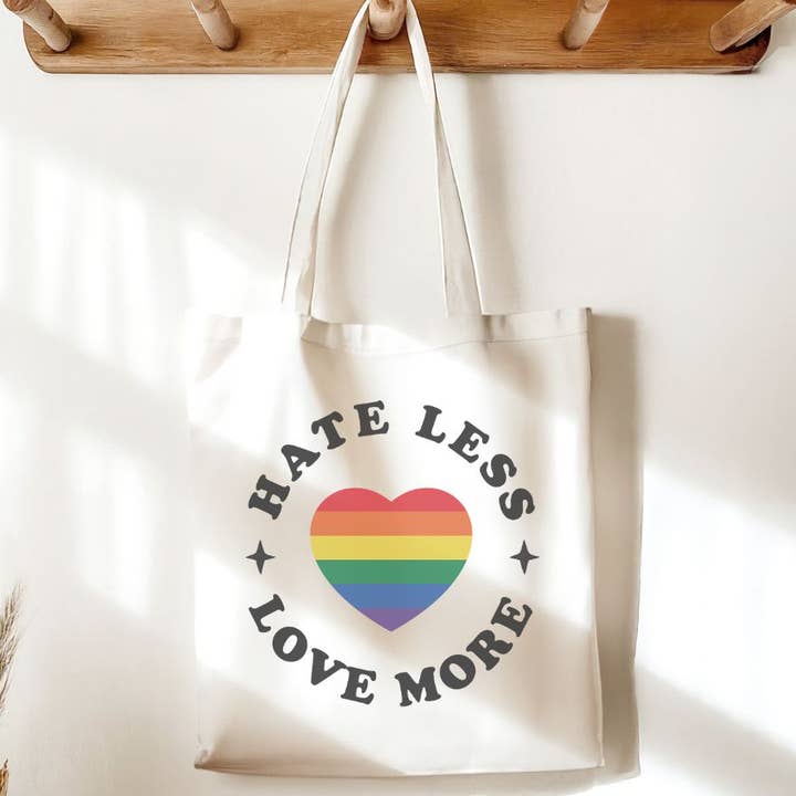 Sister Ray - Wholesale Tote Bag - Women's - Hate Less Love More Rainbow Pride LGBTQ Canvas Tote Bag