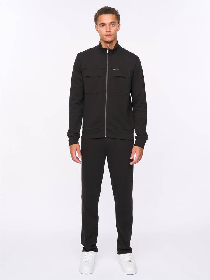Tames Zip-Through Sweatshirt & Jogger-Set Schwarz für den Großhandel von Duck and Cover