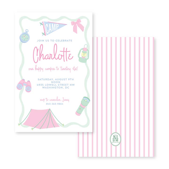 Camp Birthday Bulk Invitation for wholesale by Nico and Lala