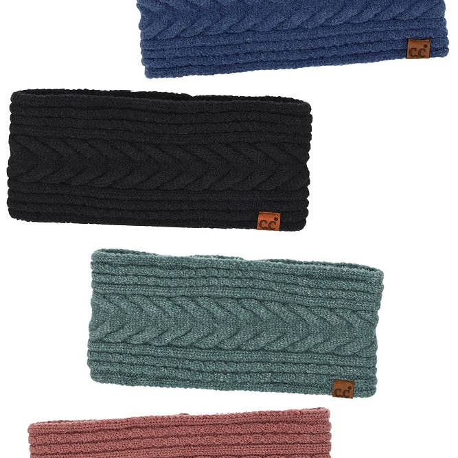 Hana - Wholesale Fashion Headband - Women's - C.C Cable Knit Lining Headwrap Winter Headband
