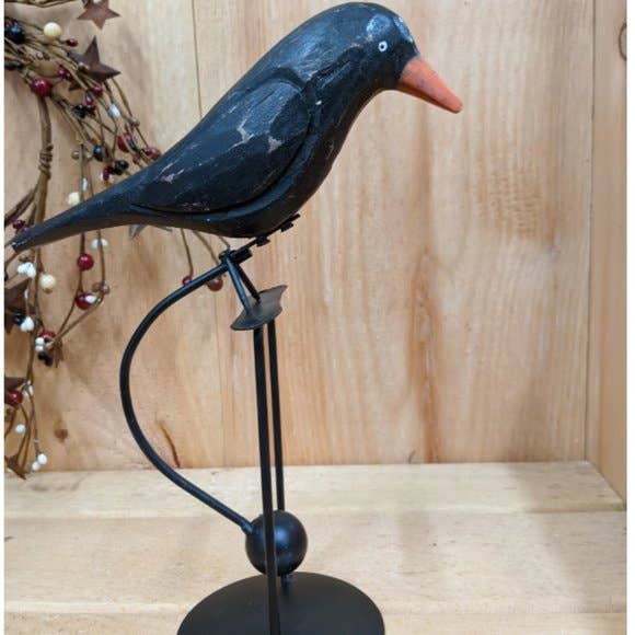 Green Pastures Wholesale - Wholesale Decorative Figurine - Balance Toys -  Charming Wooden Crow 10''1