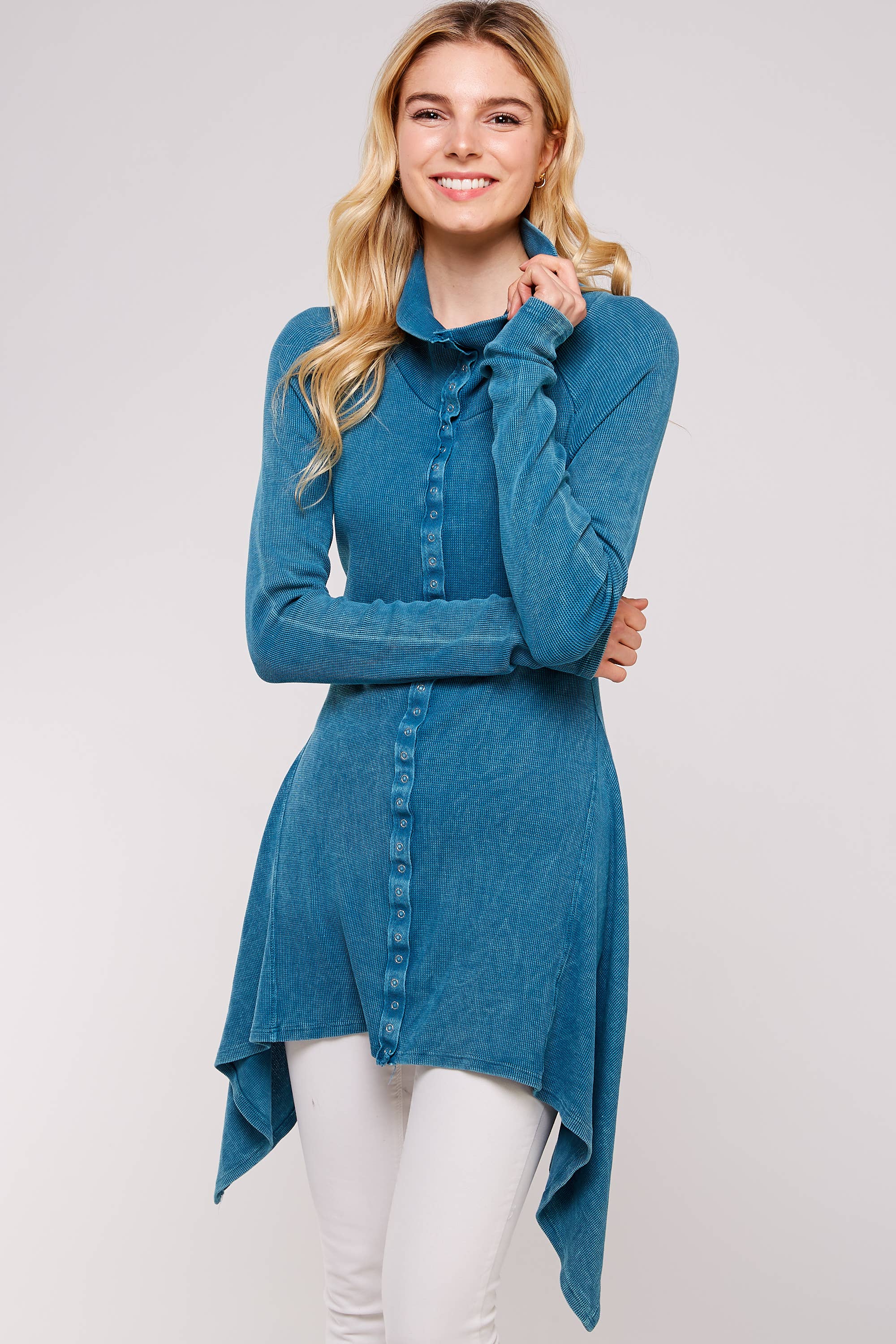 Urban X Apparel – Blusão - Mulher por atacado – Jaqueta térmica de botão lavado Urban X L/S com gola67