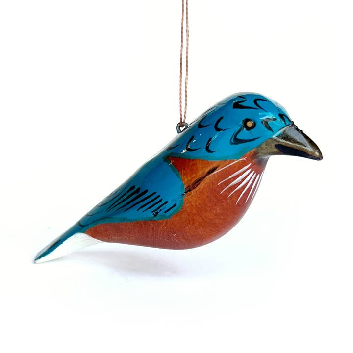 Oiseau bleu ornement en bois pour la vente par Ornaments 4 Orphans
