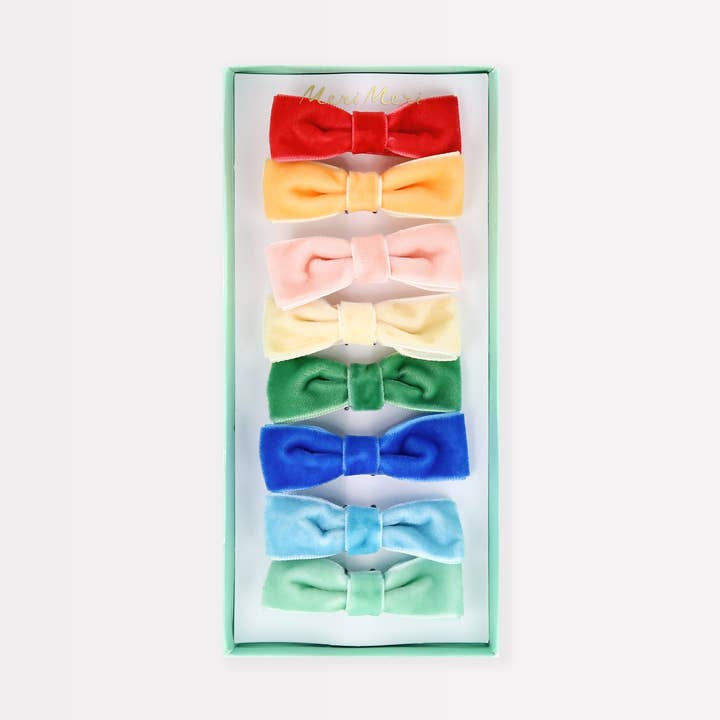 Meri Meri - Wholesale Hair Clip - Kids - Rainbow Velvet Bow Hair Clips0
