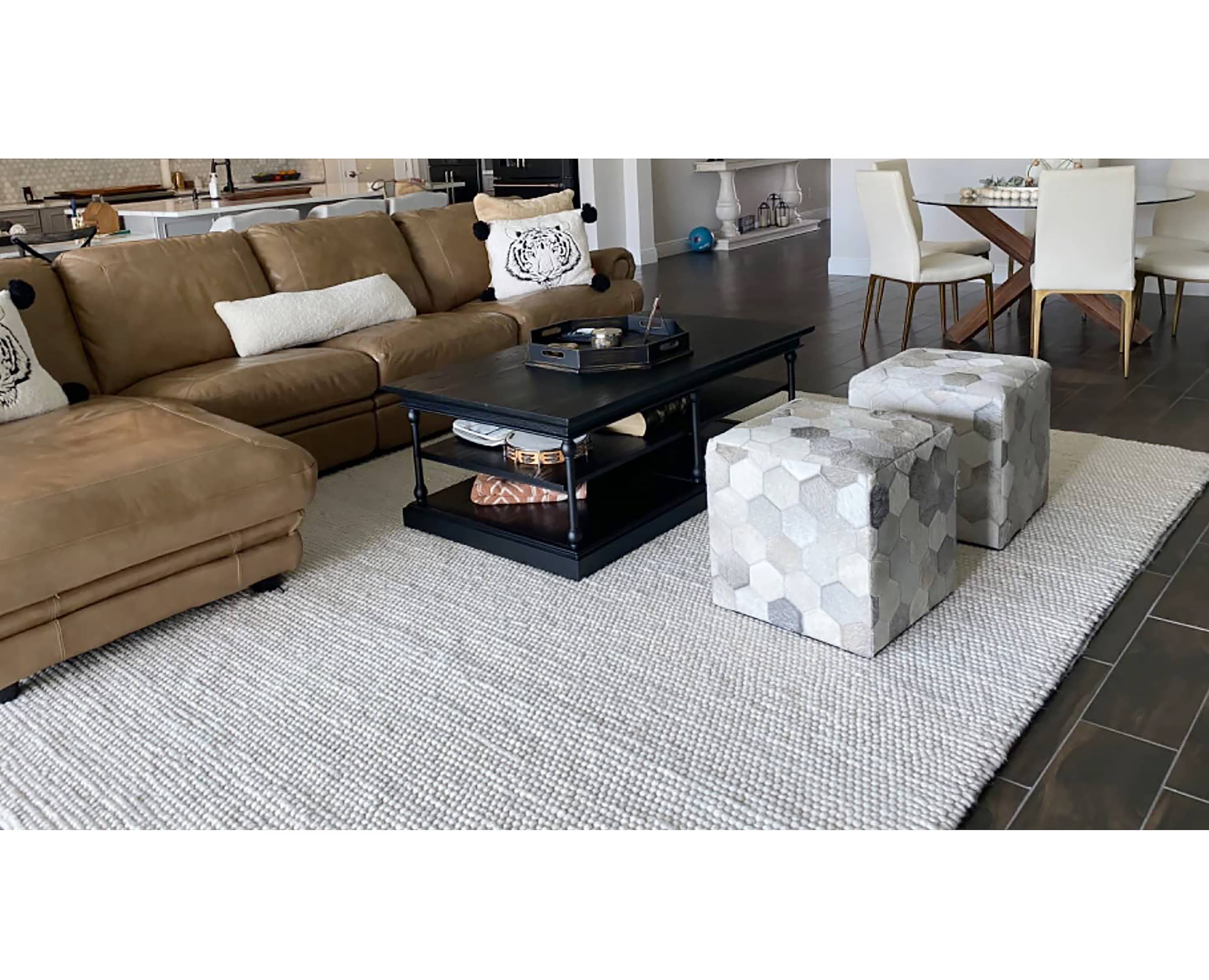 home mart goods - Wholesale Area Rug - Ivory Cream Chunky Beads Hand-Woven Handmade Wool Rug4