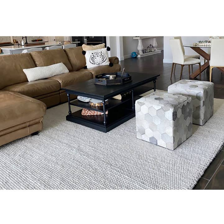 home mart goods - Wholesale Area Rug - Ivory Cream Chunky Beads Hand-Woven Handmade Wool Rug4