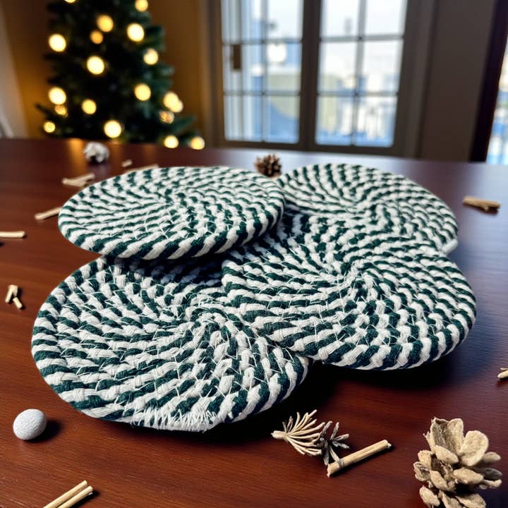 Gia Roma - Wholesale Coasters - Christmas Coaster Sets Handmade, Candy Cane Holiday Decor10