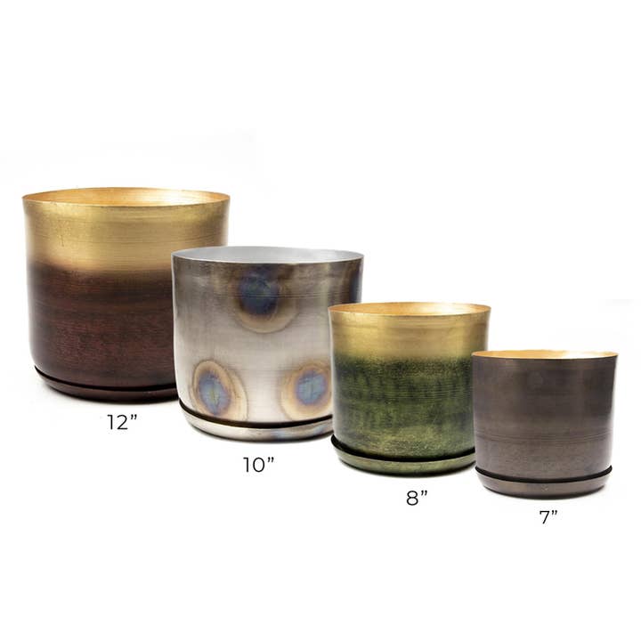 Chive - Wholesale Plant Pot - Joe Metal Pot & Saucer 7"/8"/10"/12"