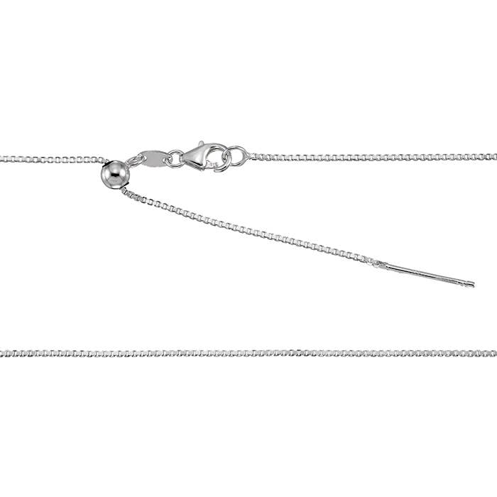 Adjustable Add Bead Box Chain 0.85mm 22" with Lobster for wholesale by Kamal