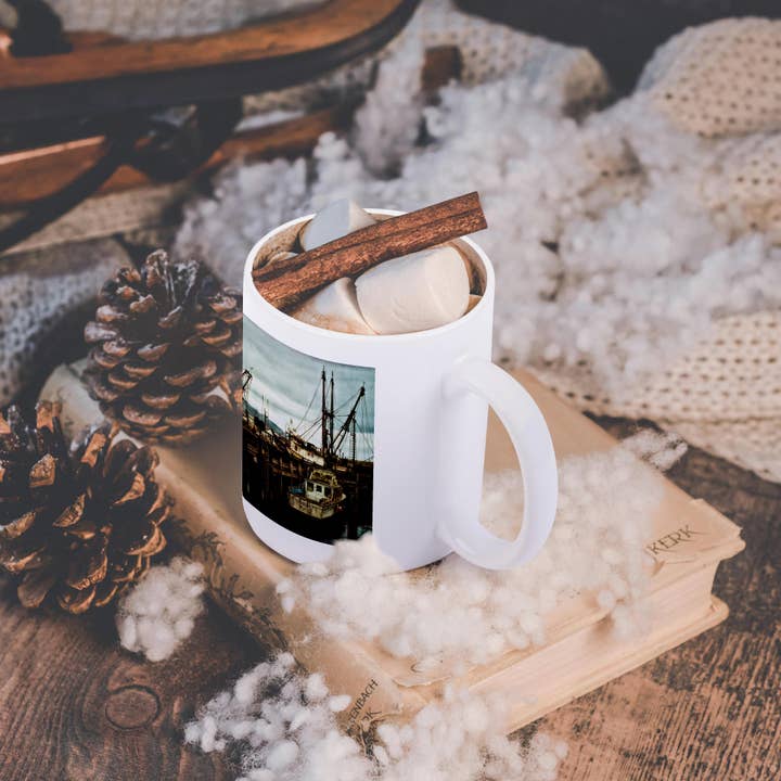3dRose – wholesale Coffee mug – 3dRose, Rusty Boats at Morro Bay Dock in California on the Waterfront, Mug11