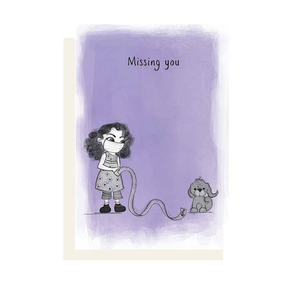 Thinking of you greeting card: 5 by 7, blank inside for wholesale by Scribble Scrabble