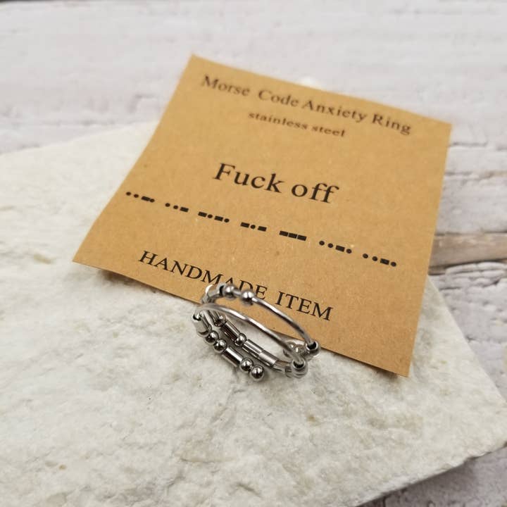 Treasure Wholesale - Wholesale Band/Stacked Ring - Morse Code Decompression Anti Anxiety Ring