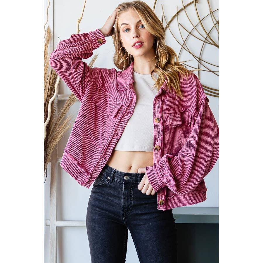 Reborn J - Wholesale Shirt Jacket/Shacket - Women's - CROP BUTTON JACKET WITH POCKET8