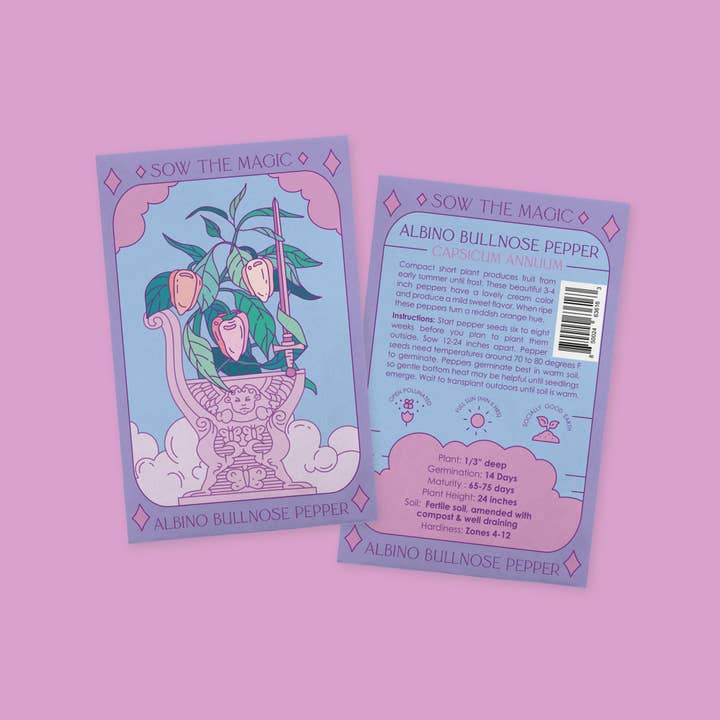 Sow the Magic - Vente Graines de plantes - Paquet de graines de poivron Albino Bullnose Tarot3